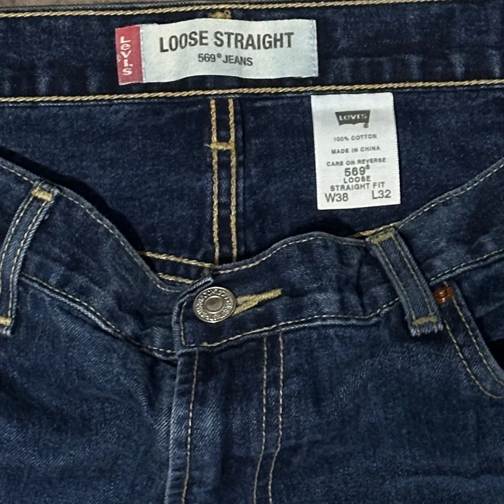 Levis 569 Loose Straight Jeans Mens 38x32(31) Dark Wash Blue Baggy Denim Y2K VTG